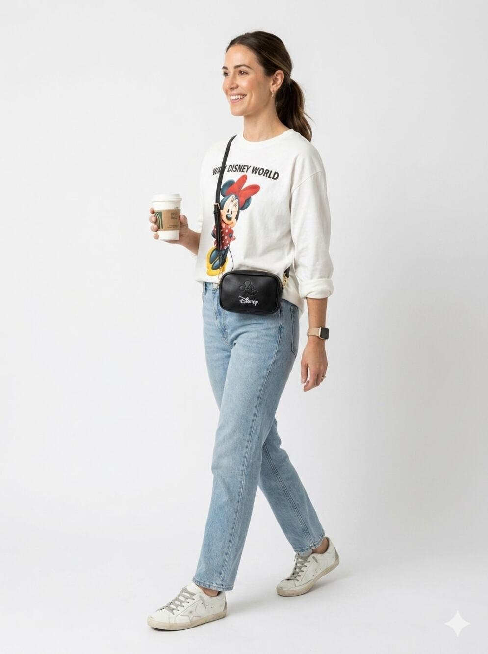 Vintage Disneyland Walt Disney World Minnie Mouse Long Sleeve Tee USA Large